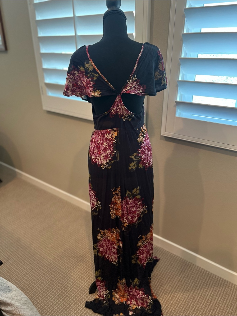 NWOT LOVESTITCH Vintage Look Black Floral Maxi Dress - Picture 2 of 7